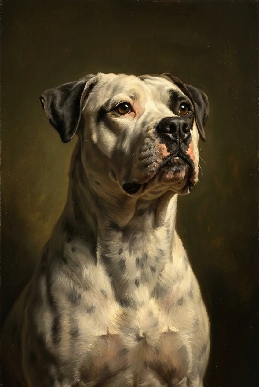 Candle Light oil painting of a dog