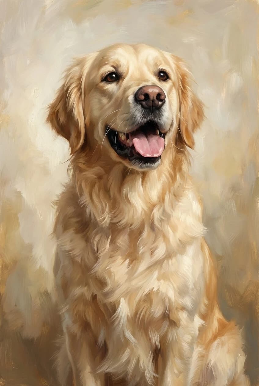 Memorial dachshund portrait in warm golden hour oil painting style